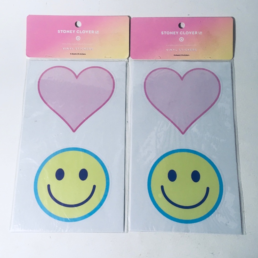 Stoney Clover Lane x Target Heart + Smiley Face Vinyl Stickers - 2 Pack